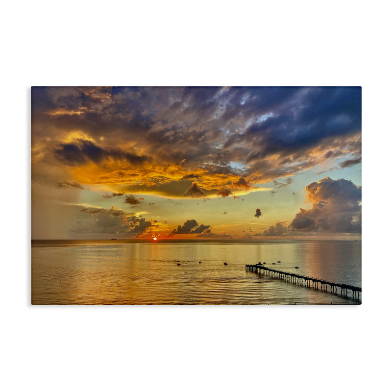 Coucher de soleil et toile de nuages océan, design par David Stahl, H 24 po x l 36 po