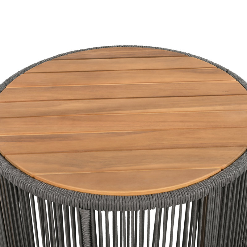 Outdoor Rattan And Acacia Wood Coffee Table For Patio