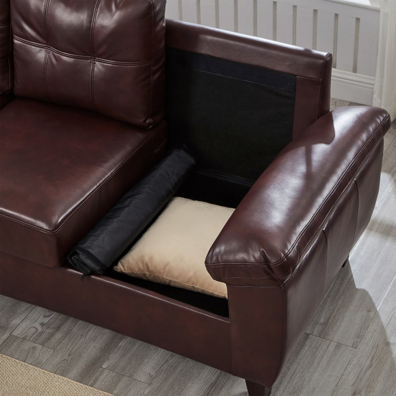 Élégant canapé pour intérieur, canapé moderne à trois places avec accoudoirs larges, espace de rangement