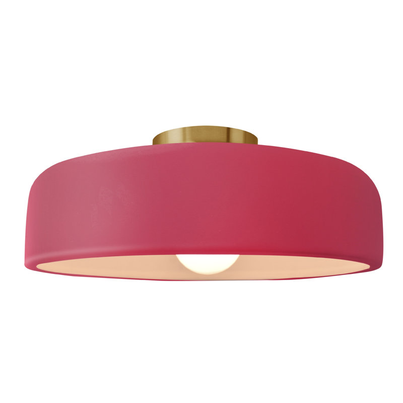 Plafonnier semi-encastré Radiance, Cerise, Laiton brossé, H 6,5 po x l 16 po x P 16 po