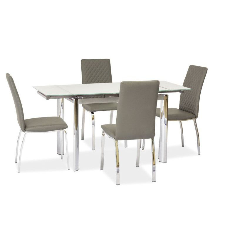 Basse Glass Top Metal Base Dining Table, White