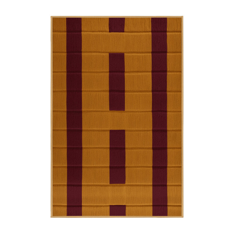 Tapis brun à carreaux lavable à la machine, Rectangle 2 pi x 3 pi