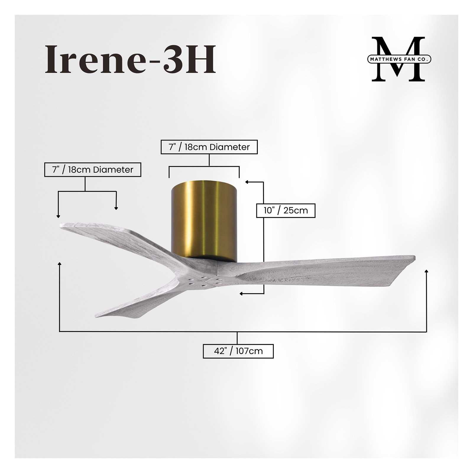 Olivier 3 Blade Ceiling Fan, Brushed Brass, Barn Wood Tone, 42"