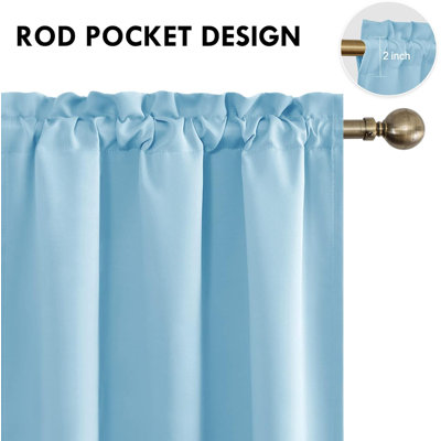 2 Panels Blackout Curtains – Thermal Insulated, Energy Saving & Noise Reducing Bedroom and Living Room Curtains, Set of 2 Rod Pocket Curtain Panels