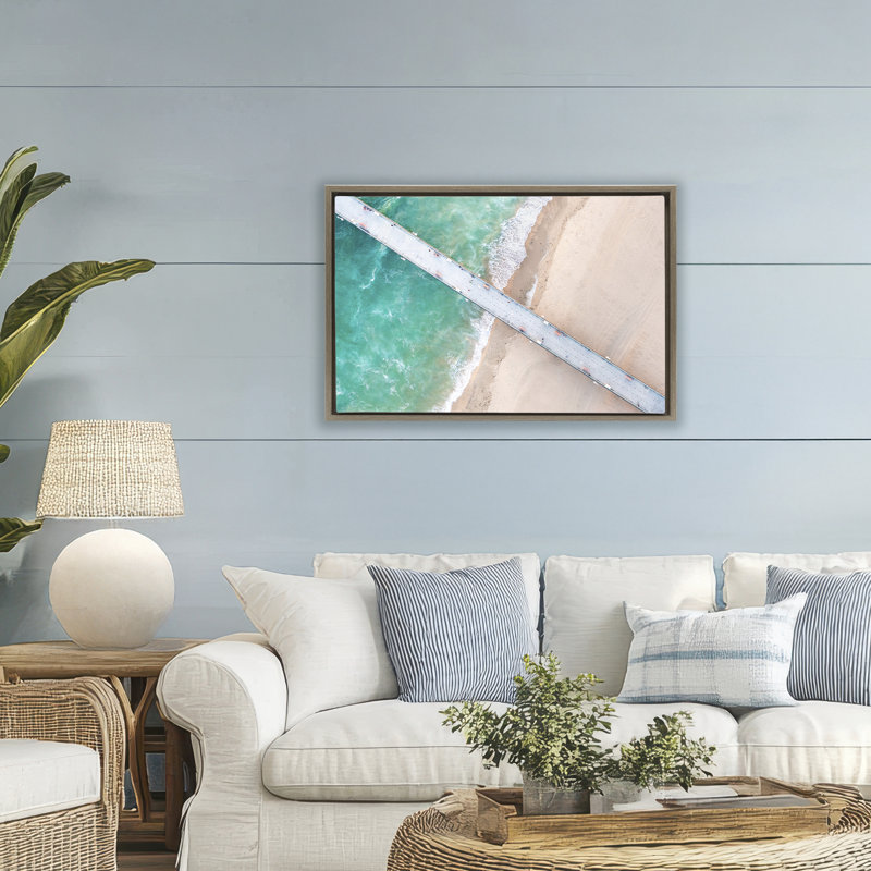 Cadre flottant, vue aérienne de la plage, conception de Jeff Poe, photographie, Cadre flottant orme Montalcino