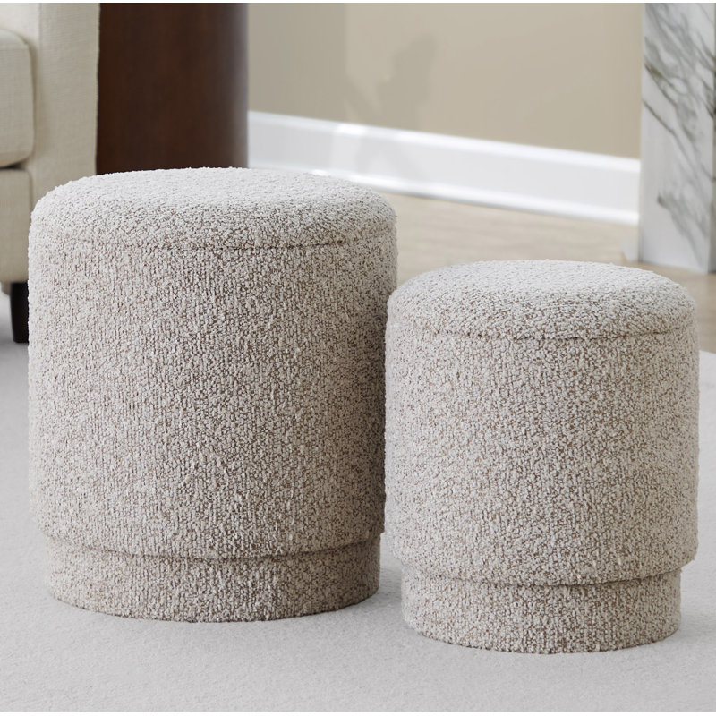 Carlesia Upholstered Ottoman, Light Brown Polyester
