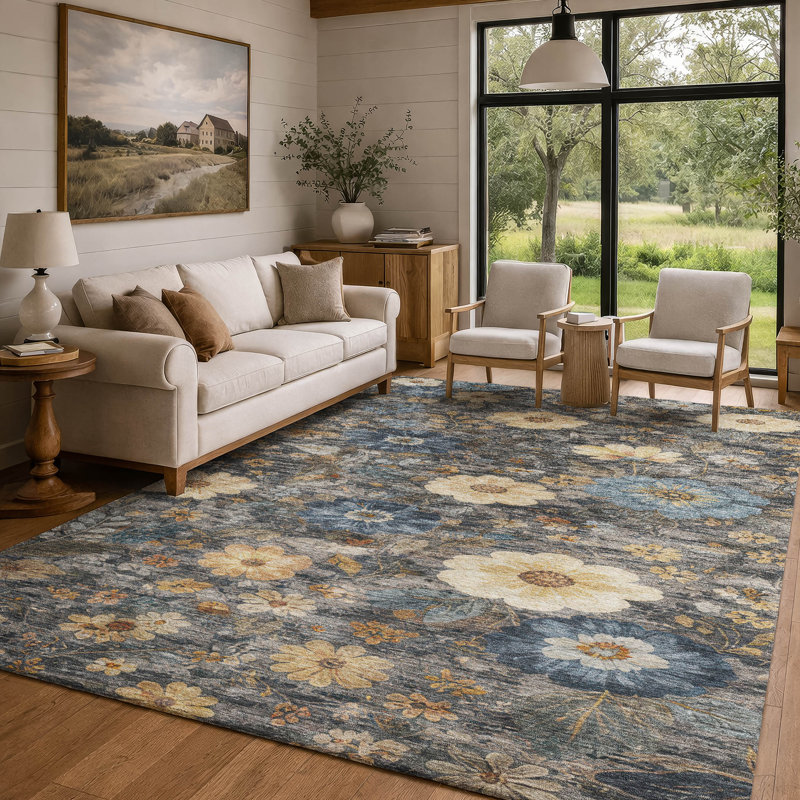 Machine Washable Indoor/Outdoor Chantille ACN2947 Floral Rug, 10' x 14'
