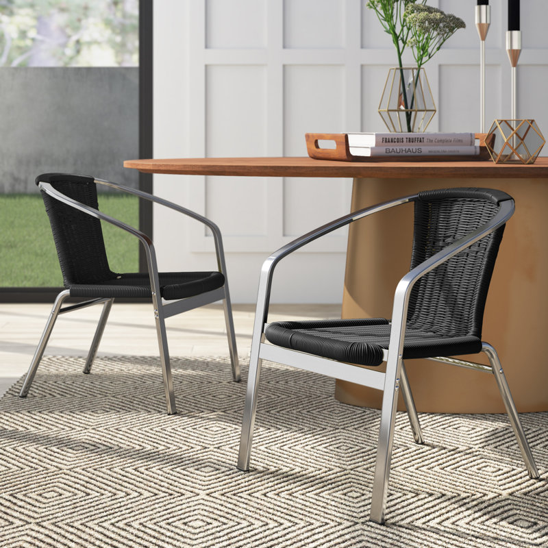 Chaise de patio empilable Herdon, Noir