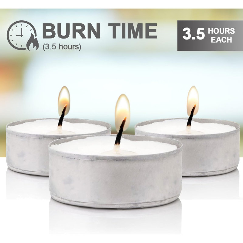 MantraRaj Unscented Tealight Candle with Metal Holder 3.5 Hour Burn Tea Light Candles Pack of 75, 15