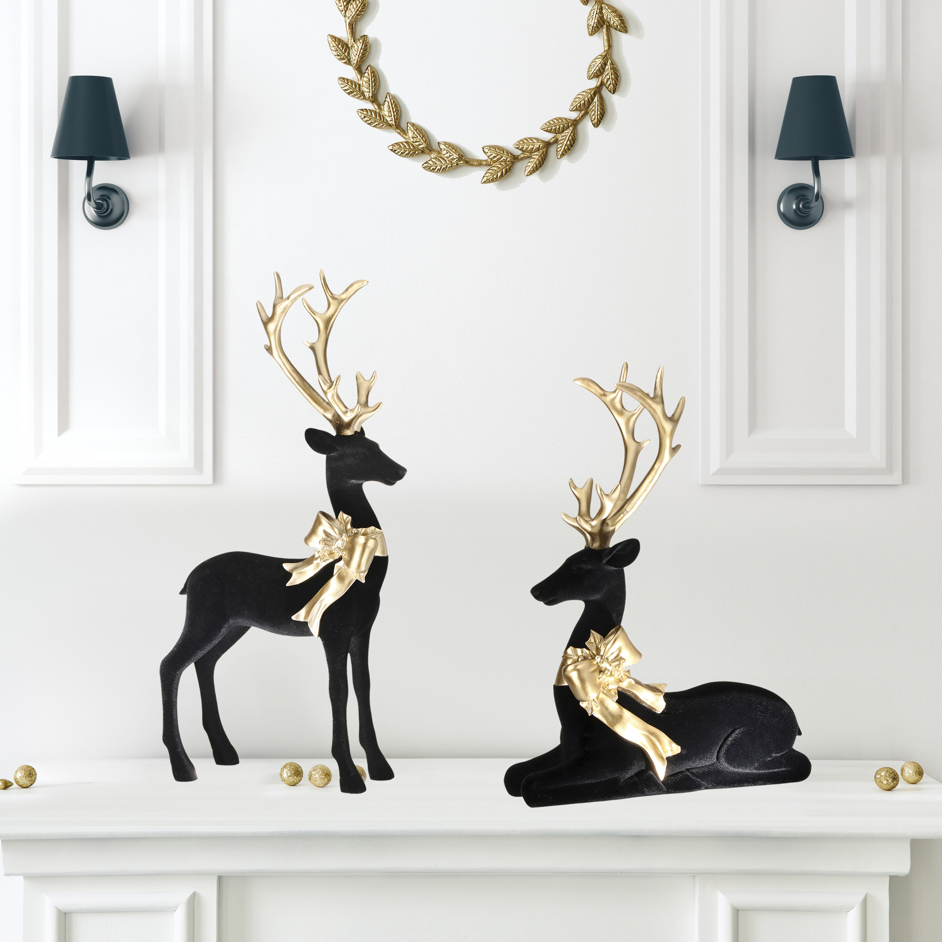 World Menagerie Resin Flocked Elegant Deer Set of 2 & Reviews | Wayfair