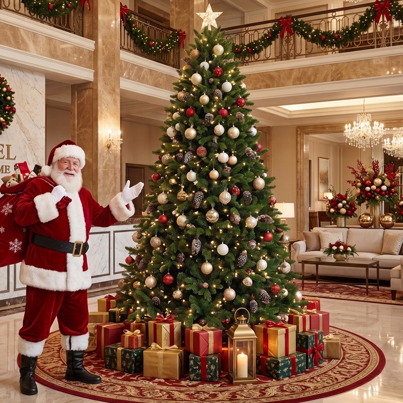 Sapin de Noël artificiel intelligent pré-illuminé de 2,13 m (7 pi) avec 400 lumières DEL RVB à couleurs changeantes et contrôle par application