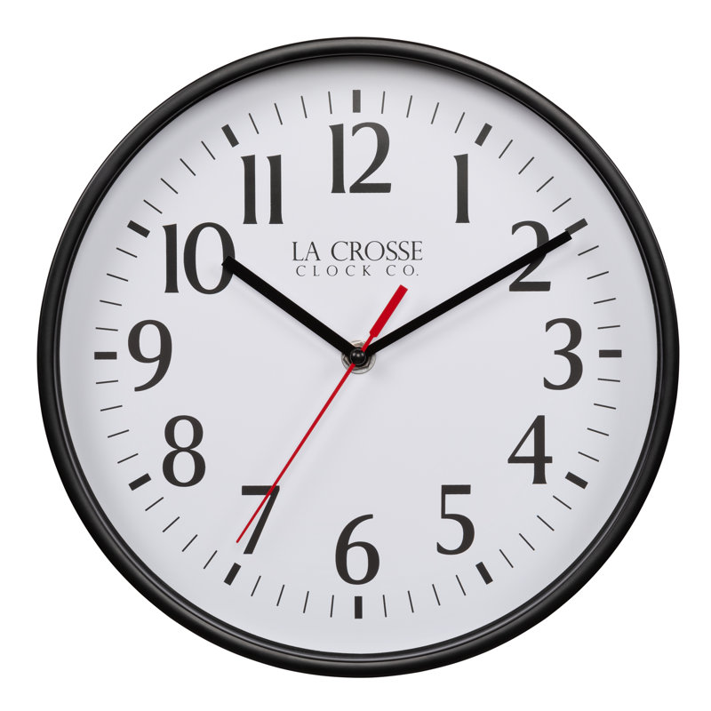 La Crosse Clock 10 in. Basics Analog Quartz Wall Clock, Black