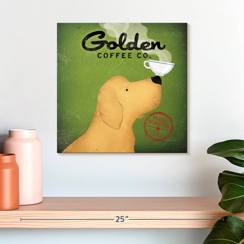 Yarlin Golden Coffee Co On Green, 16" H x 16" W