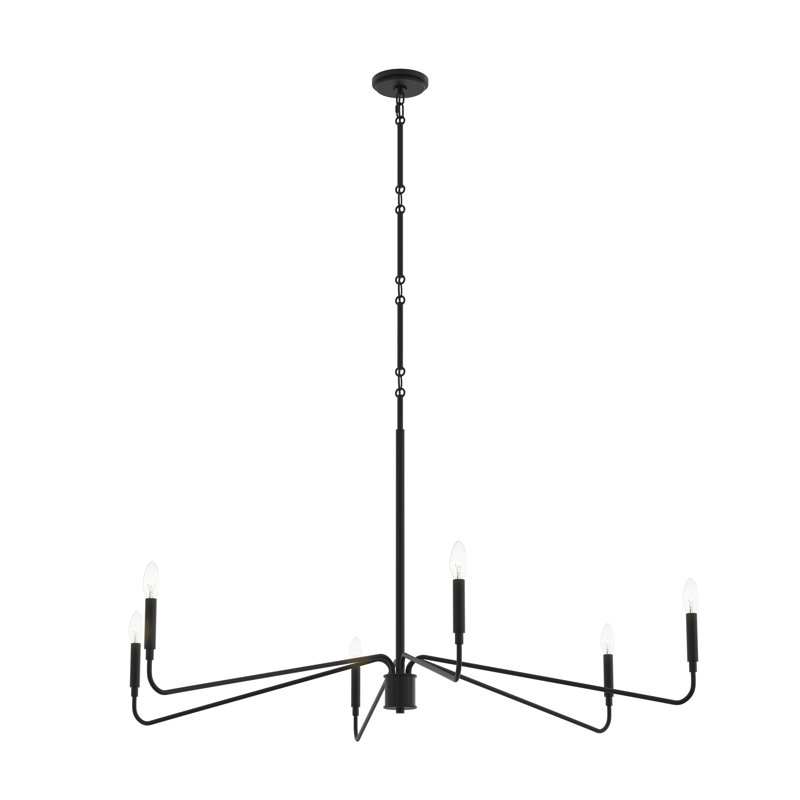 Pilar Extra Large Matte Black 6-Light Chandelier, Matte Black