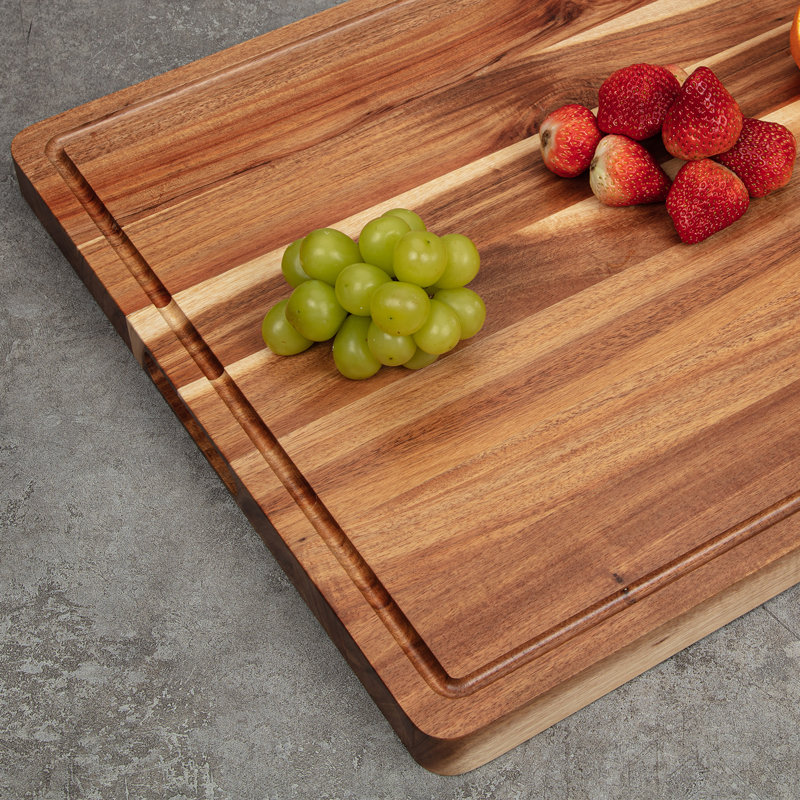 Planche à découper en bois d'acacia 20 po x 15 po - Planche de charcuterie réversible pour la cuisine, 20 po x 15 po