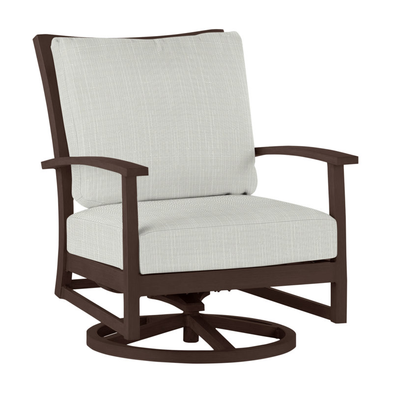Charleston Patio Lounge Chair with Cushions, No Welt, Linen Dove, Charleston Aluminum #60 Oak