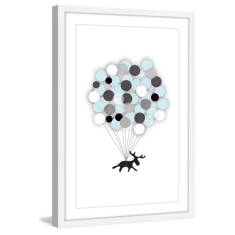 «Blue Balloon Moose» par Katarina Snygg, reproduction encadrée, H 36 po x l 24 po x P 1,5 po