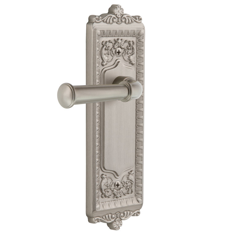Grandeur Windsor Plate Single Dummy with Georgetown Lever, Satin Nickel, Left Handed