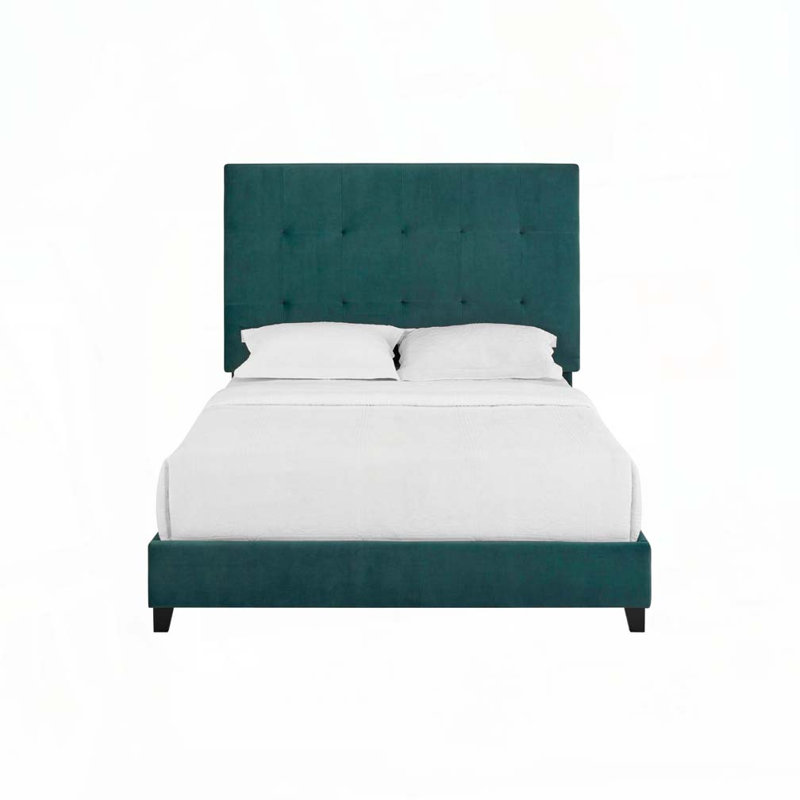 Lit plateforme tapissier touffeté, Grand lit, Vert