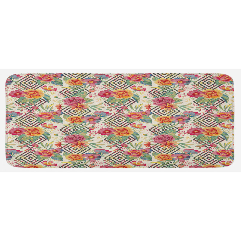 Tapis de cuisine multicolore à motif de losanges