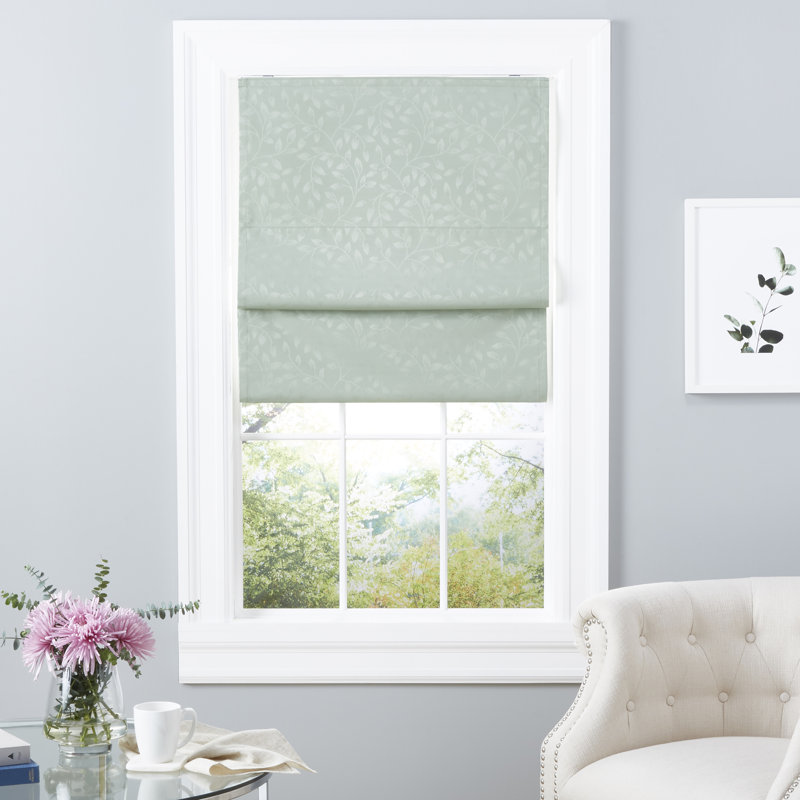 Blackout Roman Shade, Green, 27" W x 64"L