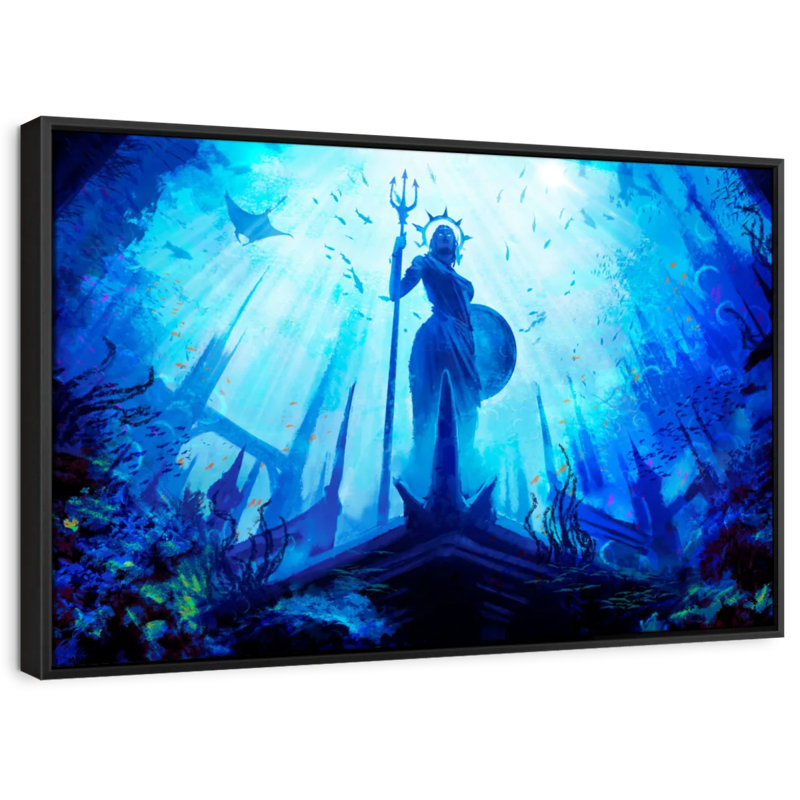 Underwater Amphitrite Statue Canvas Print, 25" H x 37" W