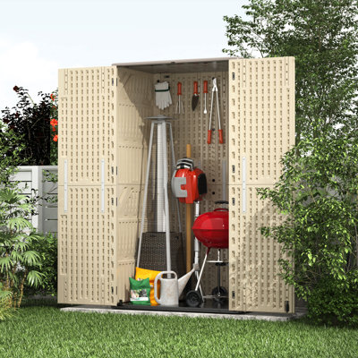 Storage Shed for Outdoor Backyard, PE Plastic Tool Shed with Double Doors