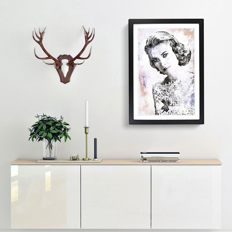 Miss Grace Kelly - Picture Frame Painting Print, 36cm H x 27cm W x 2cm D, Black Framed