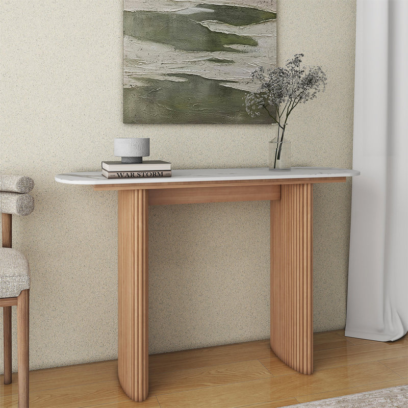 Jaysaun 47.24" Console Table, White, Natural