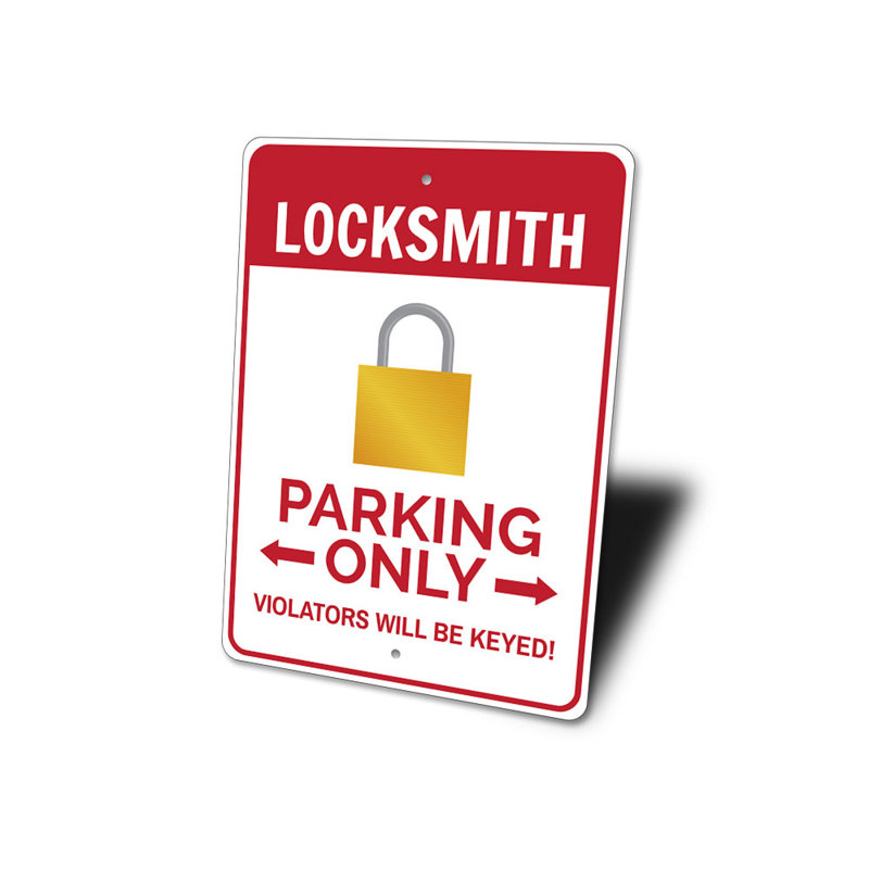 Enseigne en aluminium Locksmith, H 10 po x l 14 po x P 0,04 po