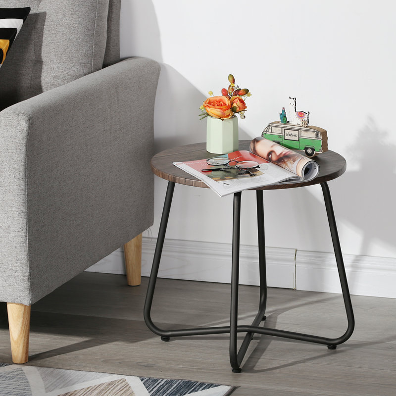 Table de bout Artemus, Plateau brun / base noire