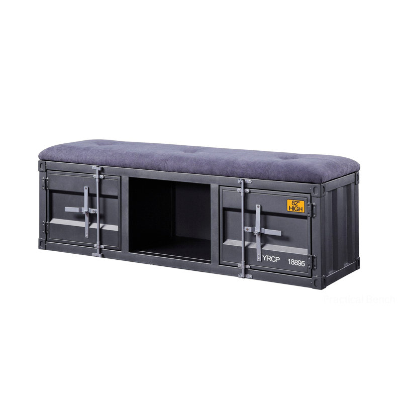 Banc de rangement rembourré Egon, H 19 po x L 50 po x P 16 po, Gris