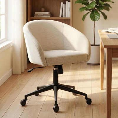 Mid Century Modern Office Chair with Cushioned Seat, Adjustable Height Swivel Desk Chair for Home Office, Study, Bedroom, Vanity Makeup Table