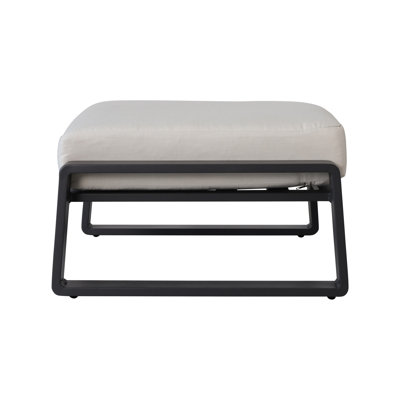Comfortable 2 Ottomans: Beige Seat Cushions And Aluminium Base Ottomans With Soft - Frame