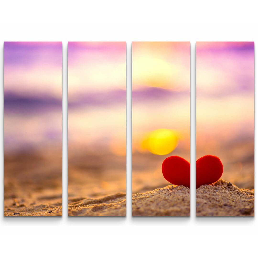 4-tlg. Leinwandbilder-Set Liebe am Strand