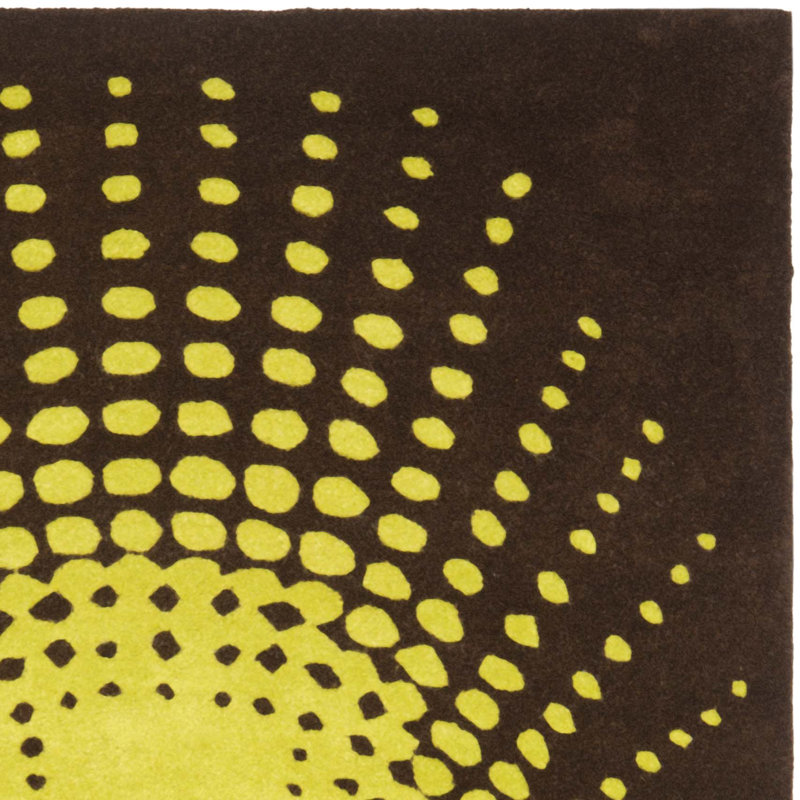 Tapis à pois brun / vert touffeté et fabriqué à la main Amier, Rectangle 3 pi 6 po x 5 pi 6 po