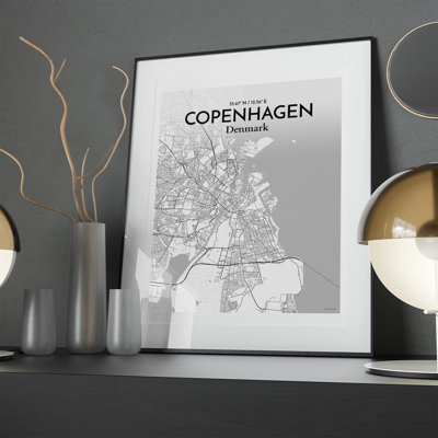 Copenhagen City Map In Tones - No Frame Print