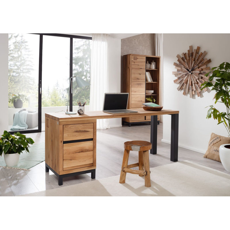 Villanders Solid Wood Writing Desk, Natural, 76cm H x 150cm W x 55cm D