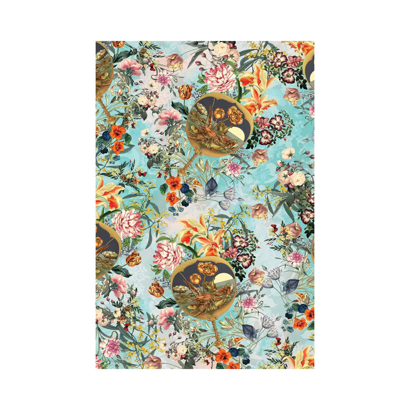 Floral And Lobster by Burcu Korkmazyurek - Wrapped Canvas Print, 101.6 cm H x 66.04 cm W x 1.91 cm D