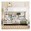 Lit simple superposé au-dessus de grand lit simple avec armoires de rangement et ports USB, blanc antique-175922998-175922996