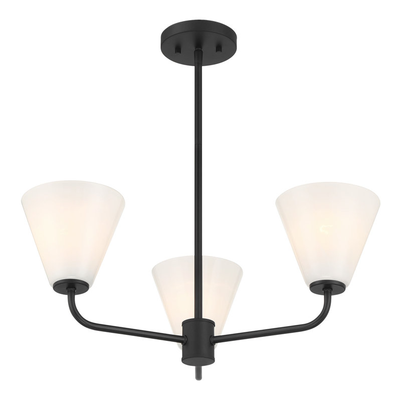 Lustre Hashimoto , H 9 po x l 24 po x P 24 po, Noir mat, 3 lumières