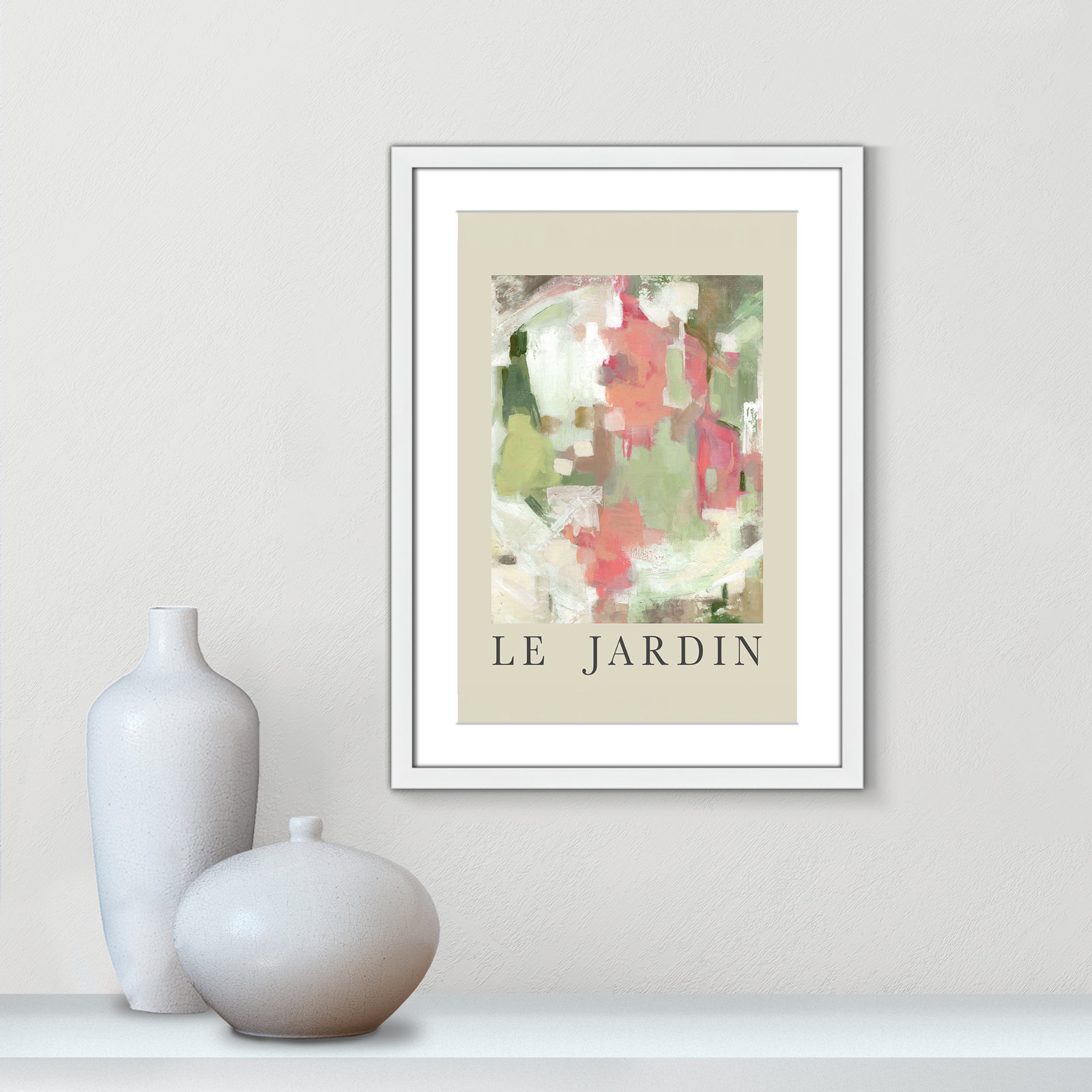 Riya "Le Jardin" Print by Carol Robinson, White Single Picture Frame, Yes, 23" H x 17" W x 1.25" D