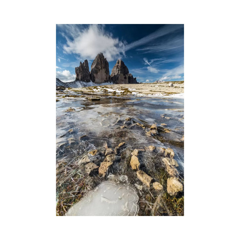 Italy, Tre Cime Di Lavaredo With Ice, Dolomites by Mikolaj Gospodarek - Wrapped Canvas Print, 20.32 cm H x 30.48 cm W