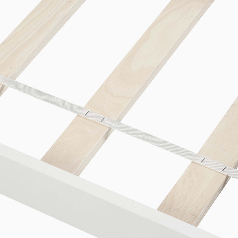 Classic Wooden Platform Bed Frame, Blanc