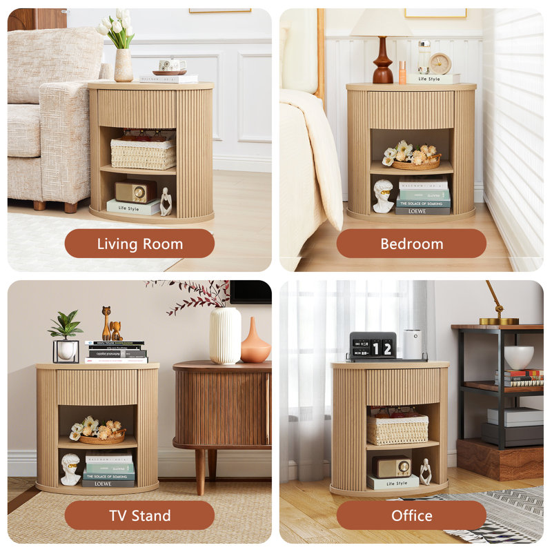 End Table With Storage, Natural
