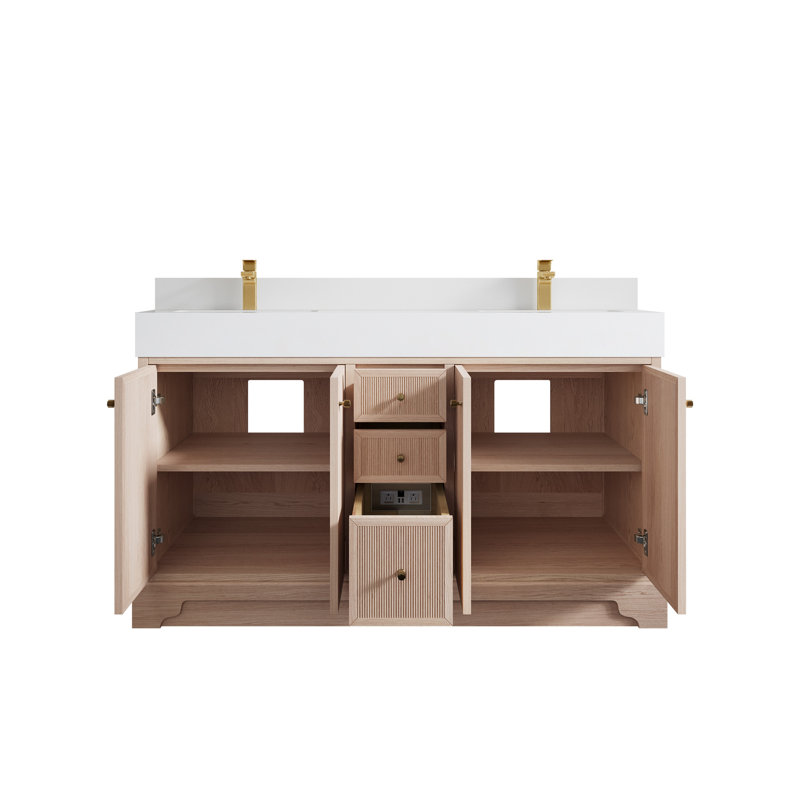 60'' Double Bathroom Vanity with Quartz Top