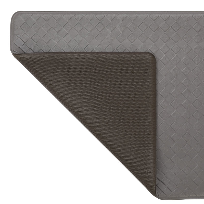 Gray 48" PVC Basketweave Anti-Fatigue Kitchen Mat