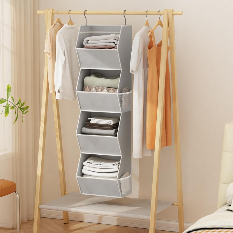 Organisateurs de garde-robe suspendus à 4 tablettes pliantes