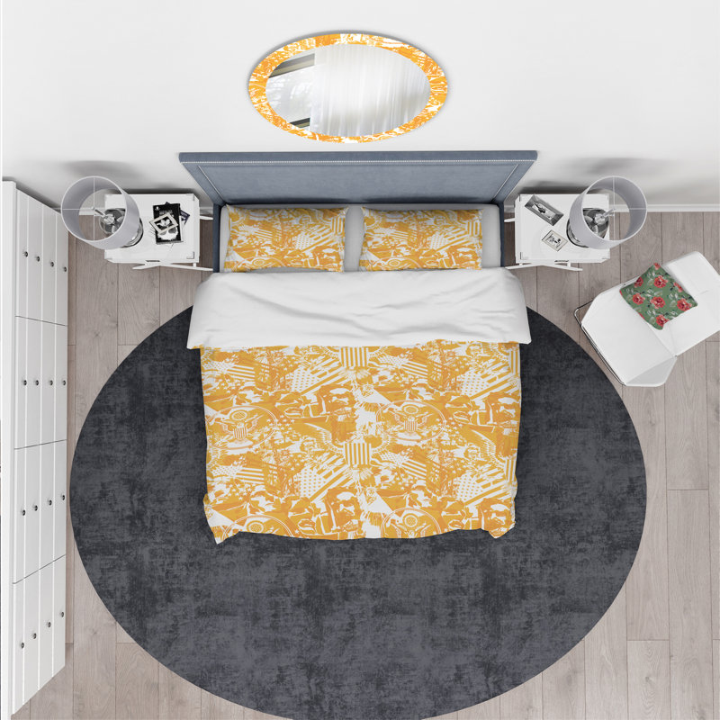 Ensemble de housse de couette retro-us statue of liberty eagle americana designart, Housse simple + 1 taie décorative