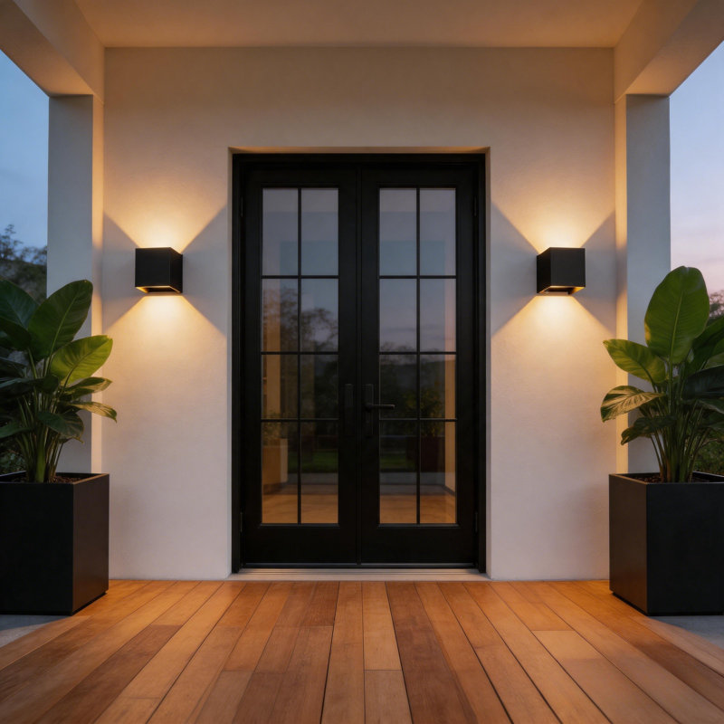 Ensemble de 2 appliques murales à DEL en aluminium, lumière carrée noire moderne et étanche pour éclairage intérieur et extérieur (ensemble de 2)